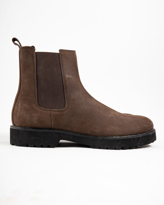 Brown Hazel chunky boots in nubuck leather