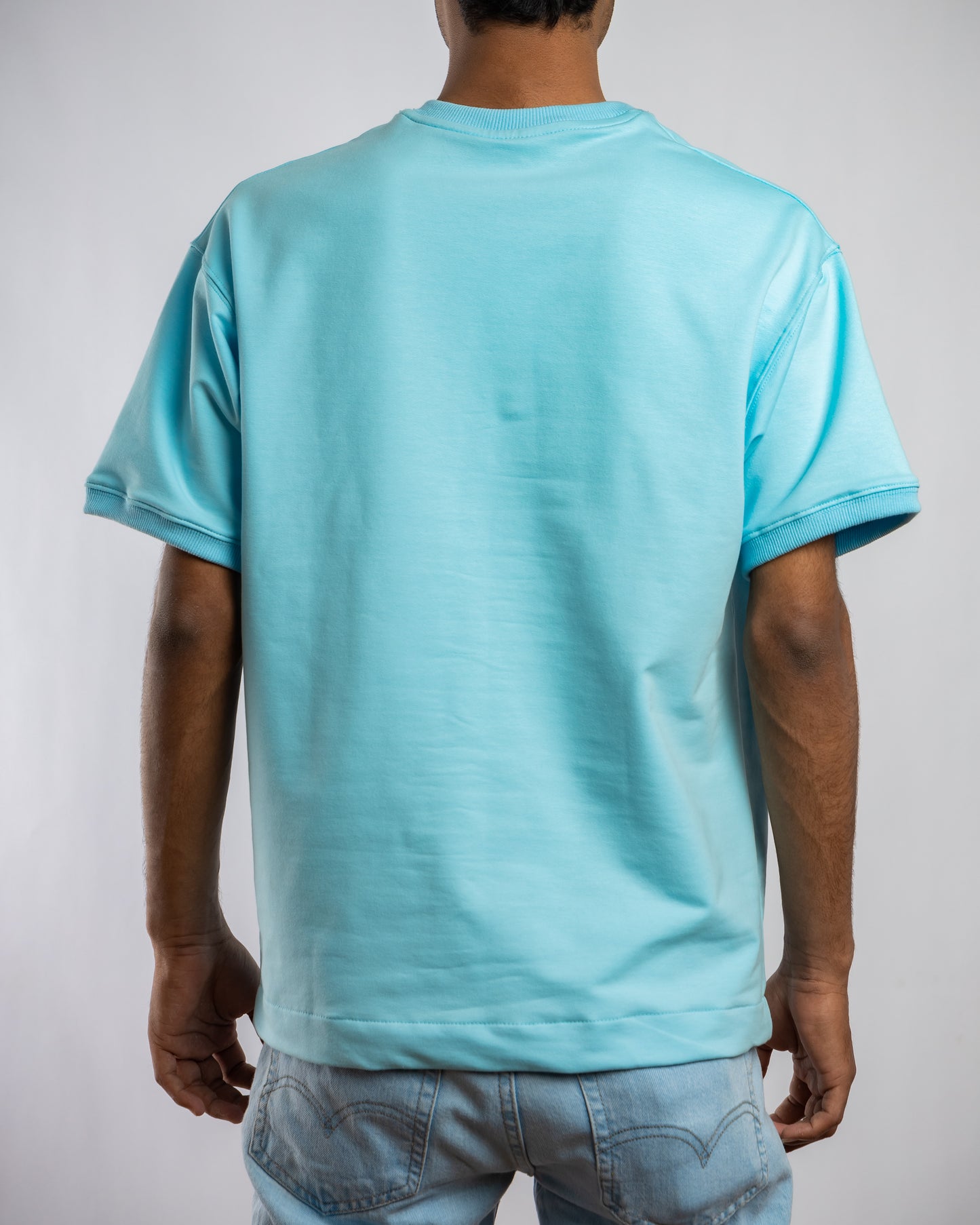 Blue loose fit plain t-shirt