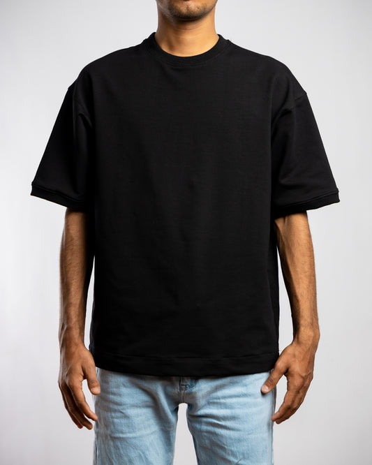 Black loose fit plain t-shirt