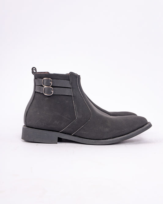 Nubuck buckle vegan zipper boot