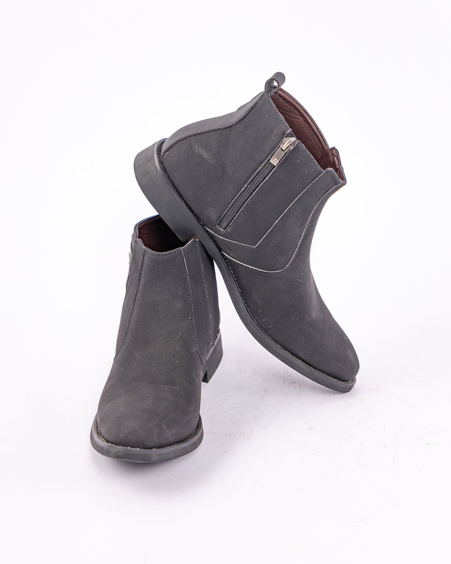 Nubuck buckle vegan zipper boot